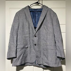 Ralph Lauren Black Label Plaid Linen Blazer Men's Size 52R Slim Fit Blue